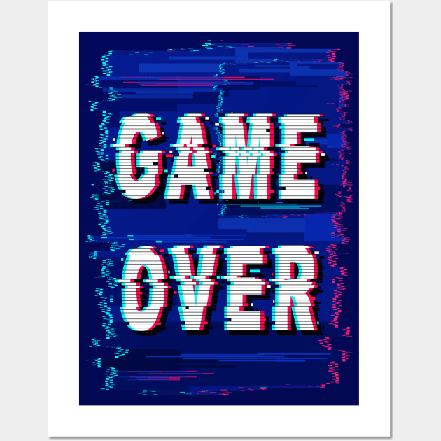 Game Over Glitch Text Distorted Wall Art by BluedarkArt